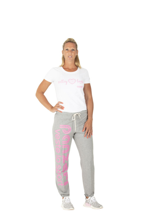 UNI H gris chiné/rose fluo