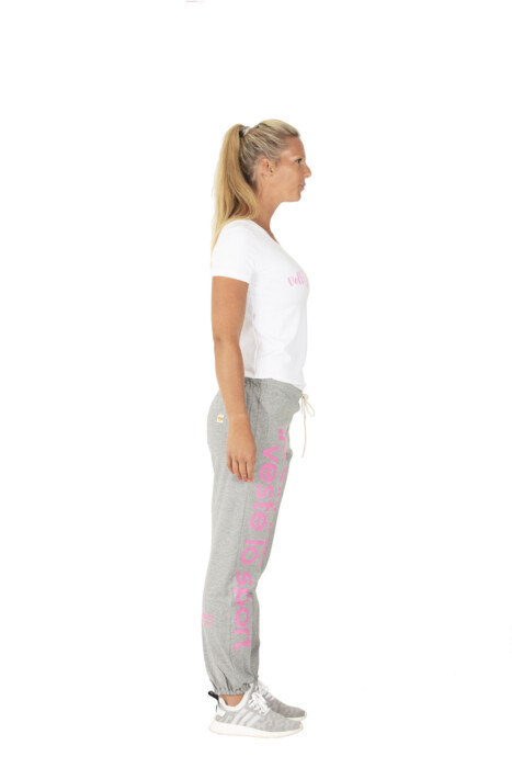 UNI H gris chiné/rose fluo
