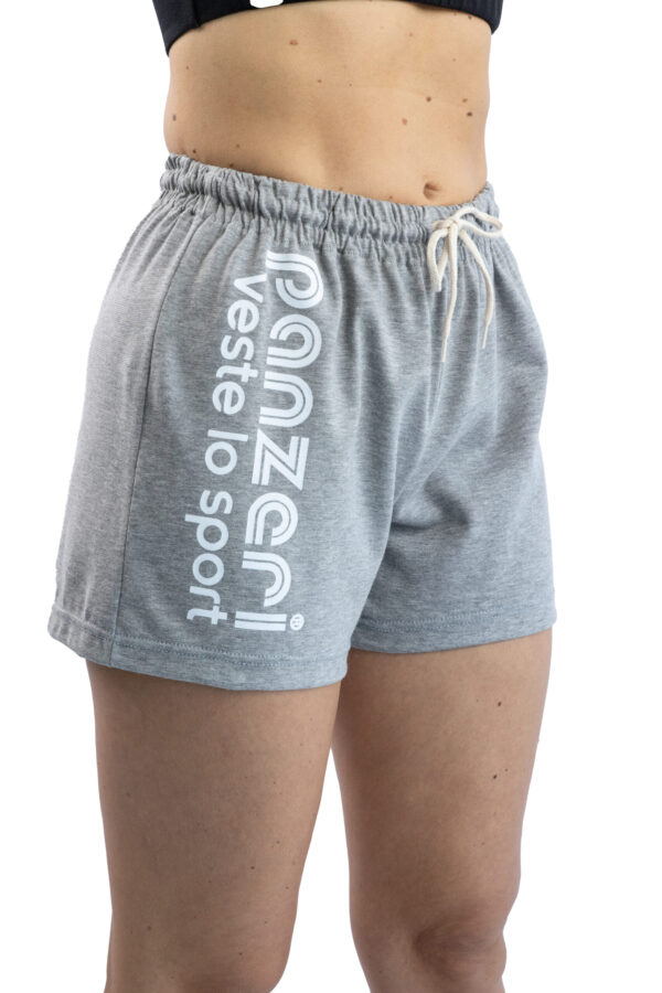 Short Femme - Uni A - Gris Chiné / Blanc