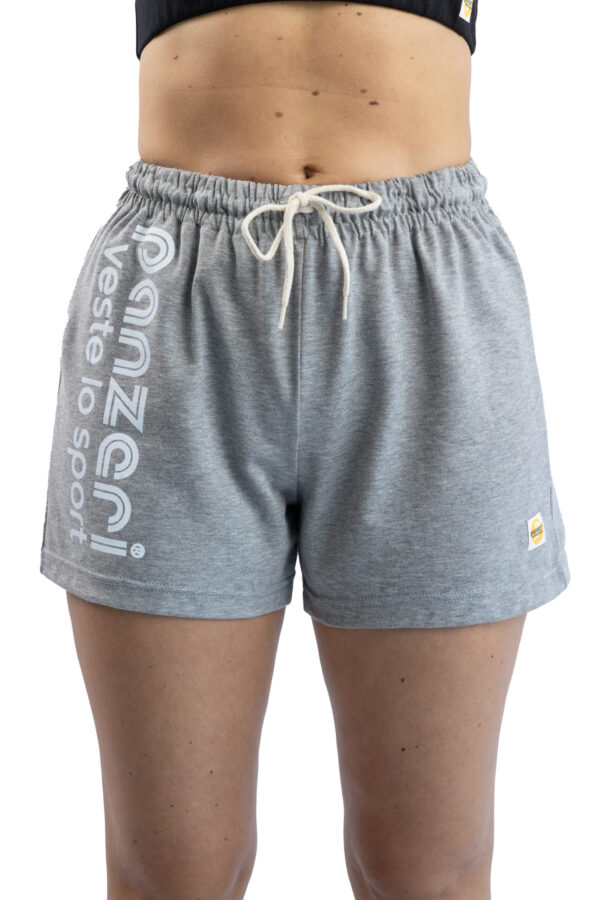 Short Femme - Uni A - Gris Chiné / Blanc – Image 4