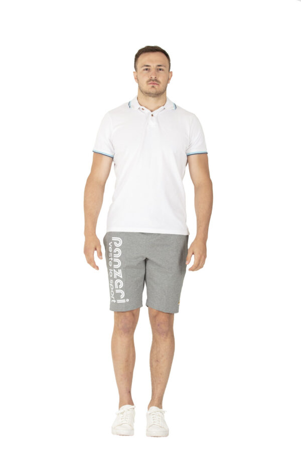 Bermuda Homme - Park B - Gris Chiné / Blanc