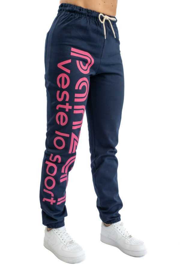 Jogging Femme - Uni H - Bleu Marine / Fuchsia