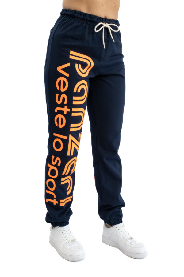 Jogging Femme - Uni H - Bleu Marine / Orange Fluo