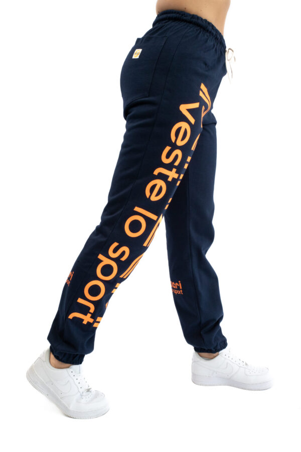 Jogging Femme - Uni H - Bleu Marine / Orange Fluo – Image 4