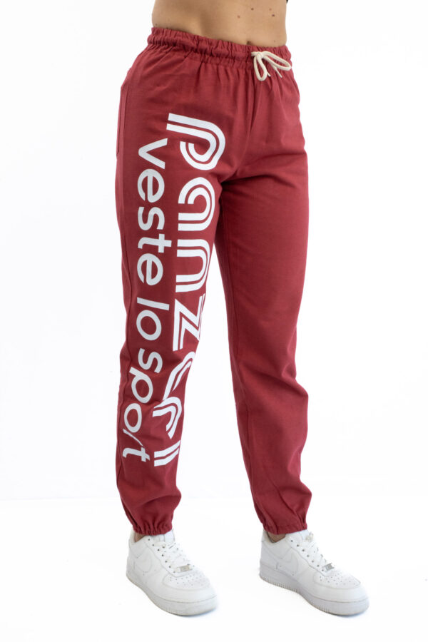 Jogging Femme - Uni H - Bordeaux / Blanc