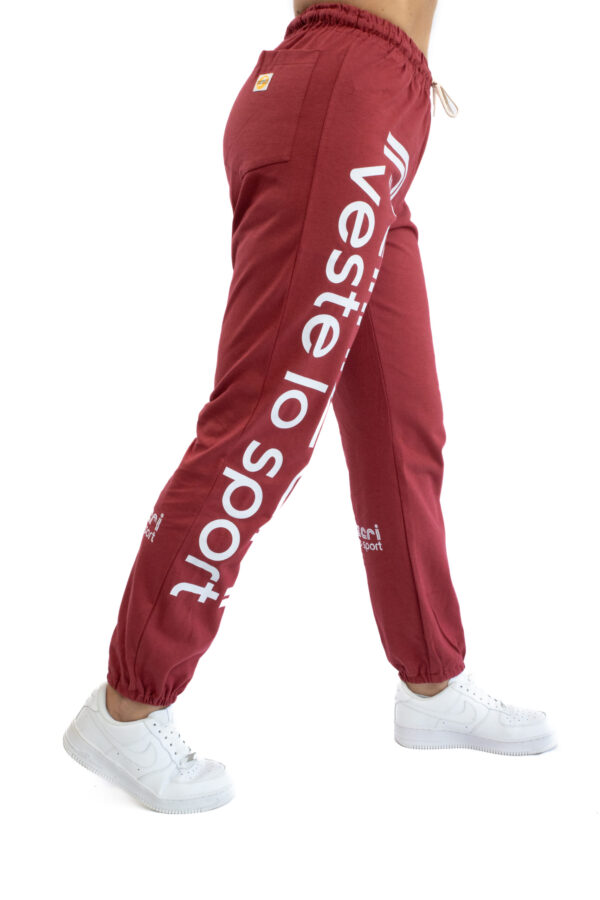 Jogging Femme - Uni H - Bordeaux / Blanc – Image 6