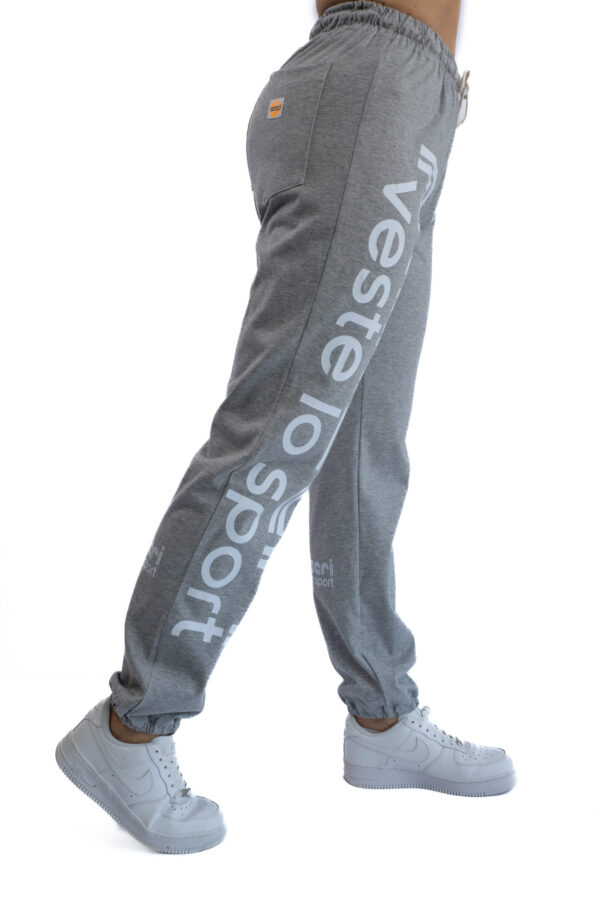 Jogging Femme - Uni H - Gris Chiné / Blanc – Image 4