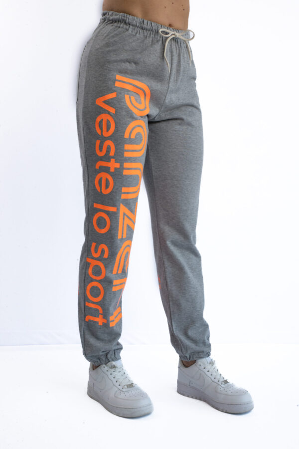 Jogging Femme - Uni H - Gris Chiné / Orange Fluo