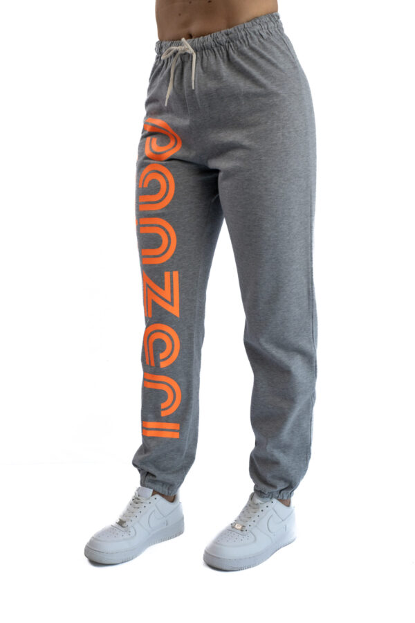 Jogging Femme - Uni H - Gris Chiné / Orange Fluo – Image 3