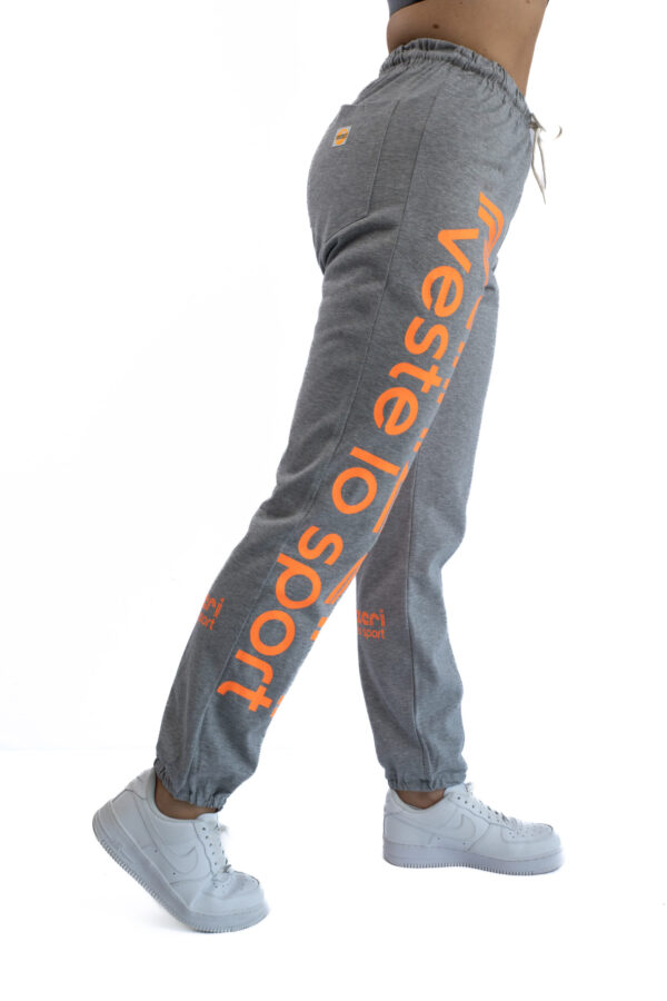 Jogging Femme - Uni H - Gris Chiné / Orange Fluo – Image 5