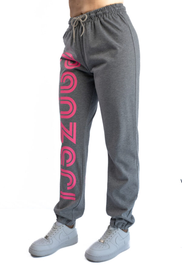 Jogging Femme - Uni H - Gris Chiné / Rose Fluo – Image 3