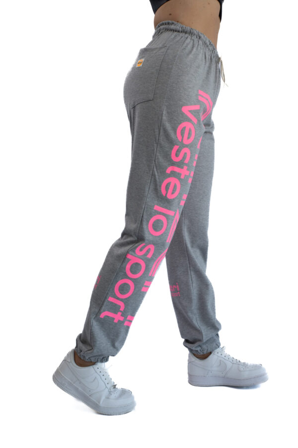Jogging Femme - Uni H - Gris Chiné / Rose Fluo – Image 5