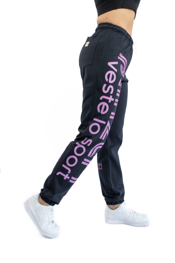 Jogging Femme - Uni H - Noir / Fuchsia Nacrée – Image 4