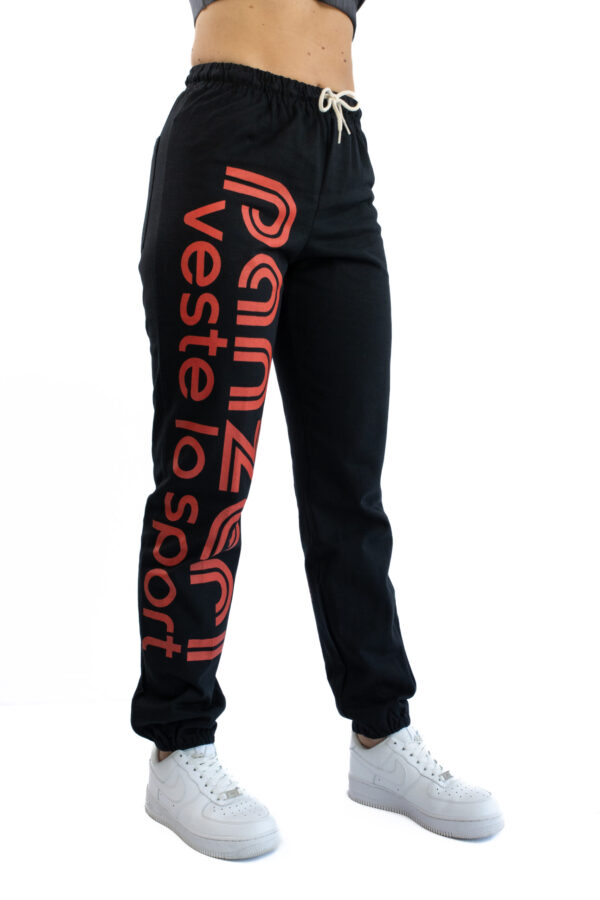 Jogging Femme - Uni H - Noir / Rouge