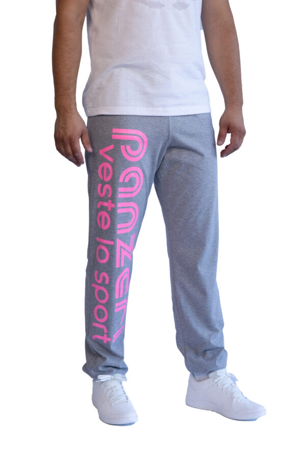 Jogging Homme - Uni H - Gris Chiné / Rose Fluo
