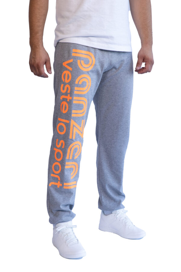 Jogging Homme - Uni H - Gris Chiné / Orange Fluo - XS