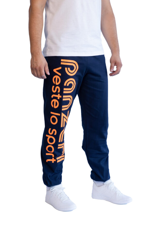 Jogging Homme - Uni H - Bleu Marine / Orange Fluo