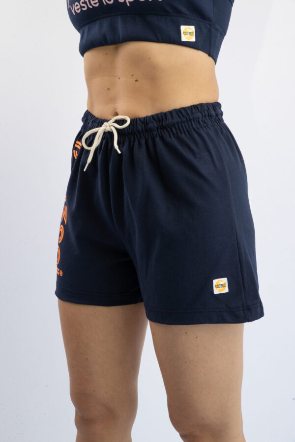 Short Femme - Uni A - Bleu Marine / Orange Fluo – Image 5