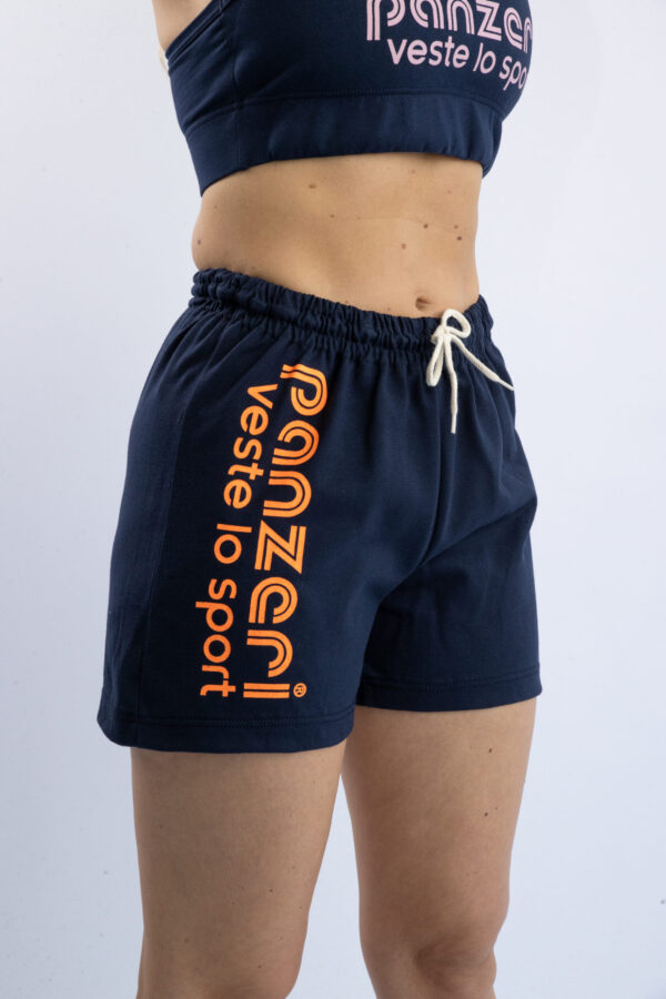 Short Femme - Uni A - Bleu Marine / Orange Fluo - XL