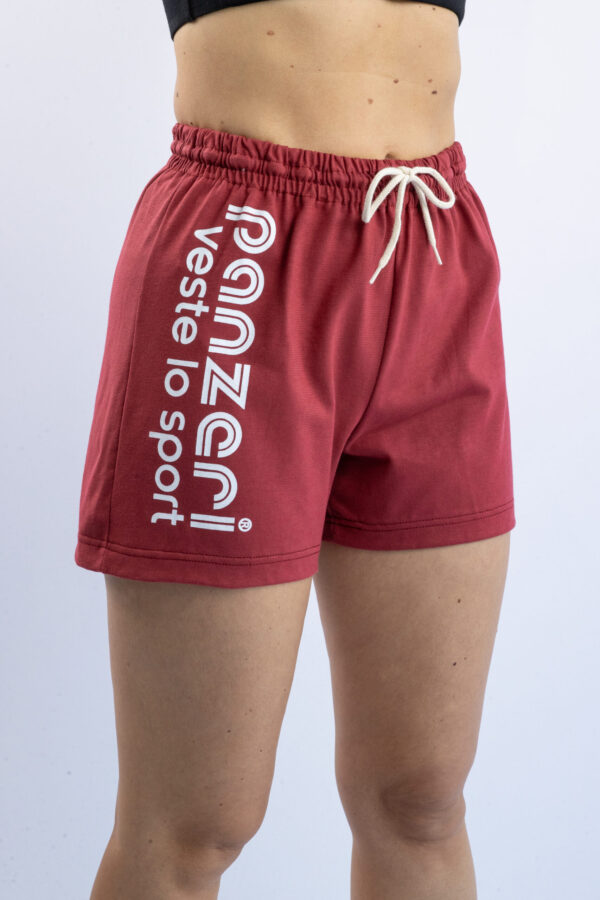 Short Femme - Uni A - Bordeaux / Blanc – Image 4