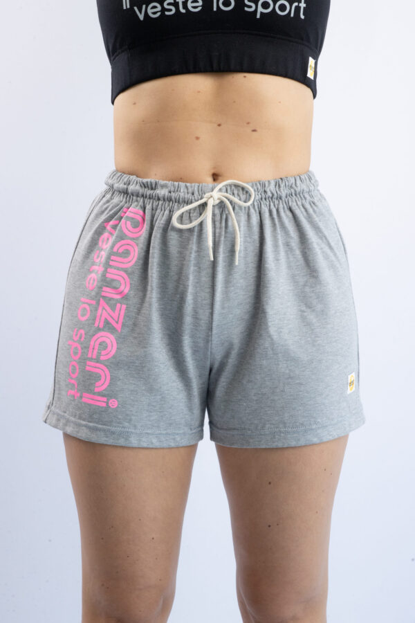 Short Femme - Uni A - Gris Chiné / Rose Fluo – Image 4