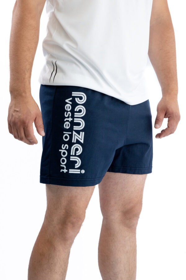 Short Homme - Uni A - Bleu Marine / Blanc