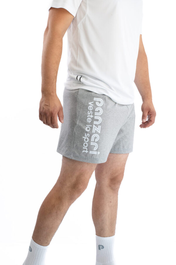 Short Homme - Uni A - Gris Chiné / Blanc