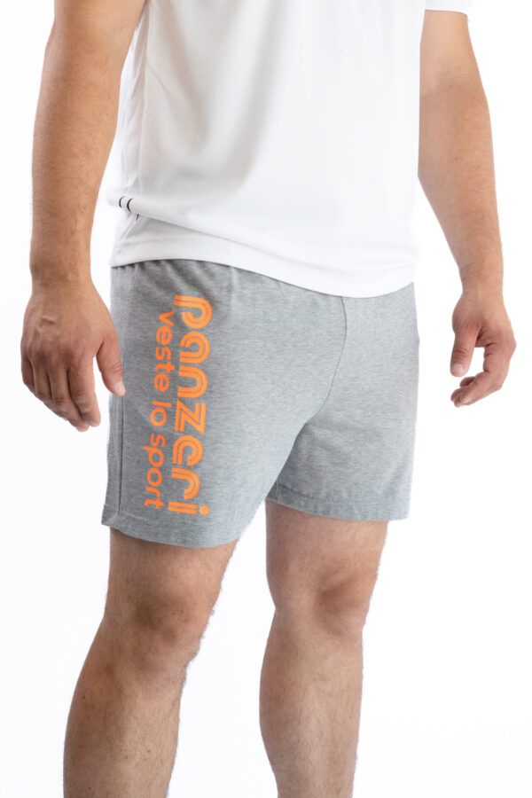 Short Homme - Uni A - Gris Chiné / Orange Fluo