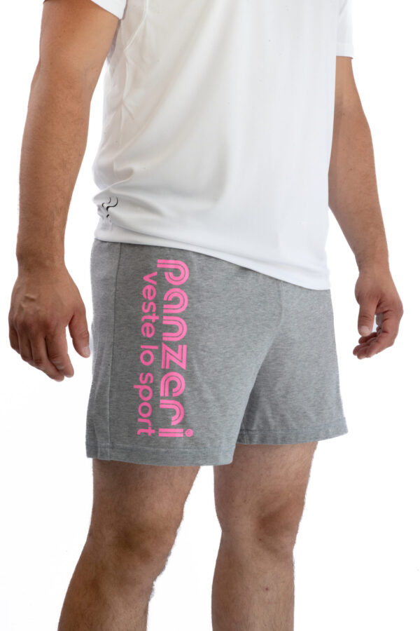 Short Homme - Uni A - Gris Chiné / Rose fluo