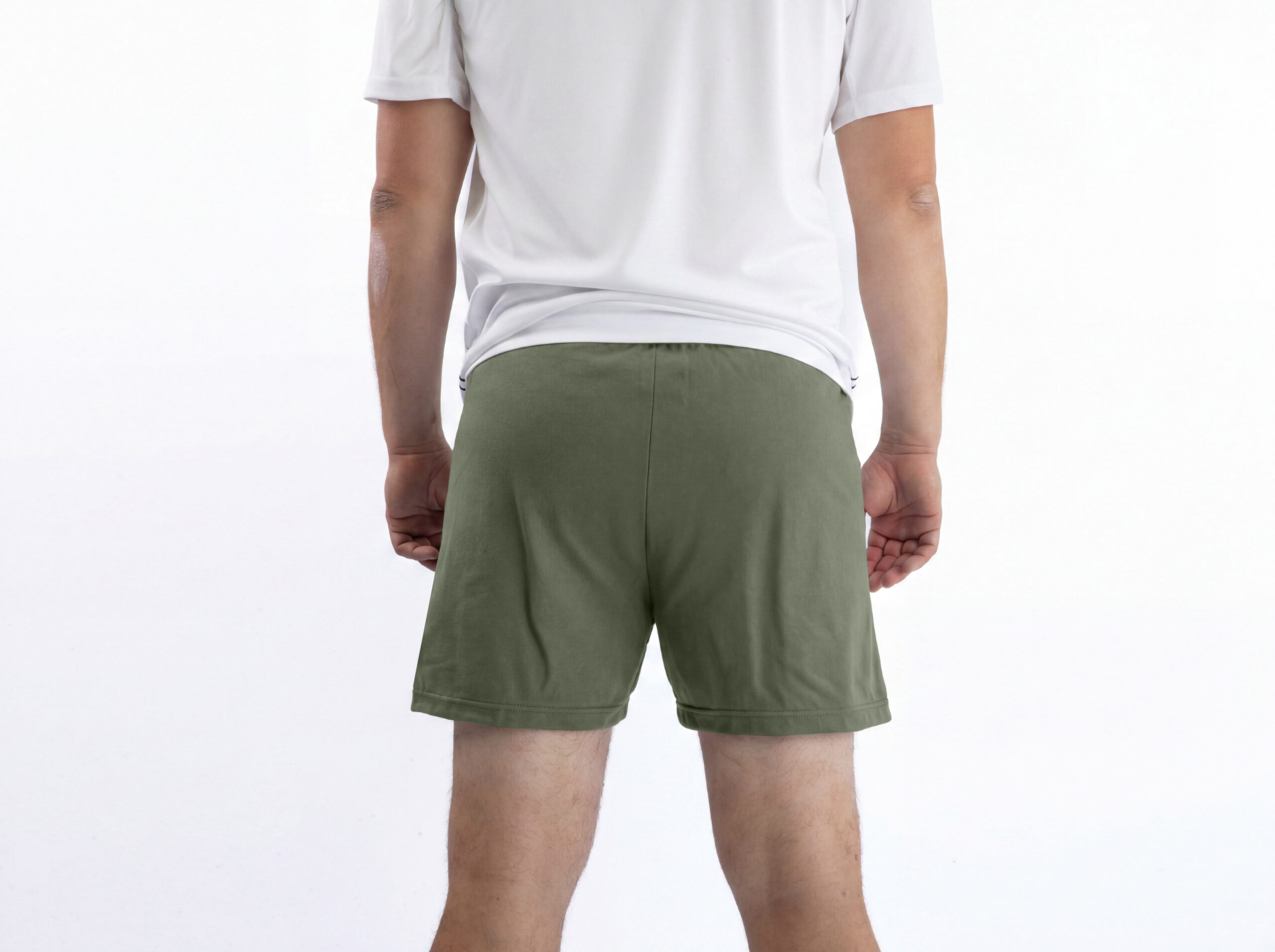 Short Homme - Uni A - Kaki / Blanc – Image 2