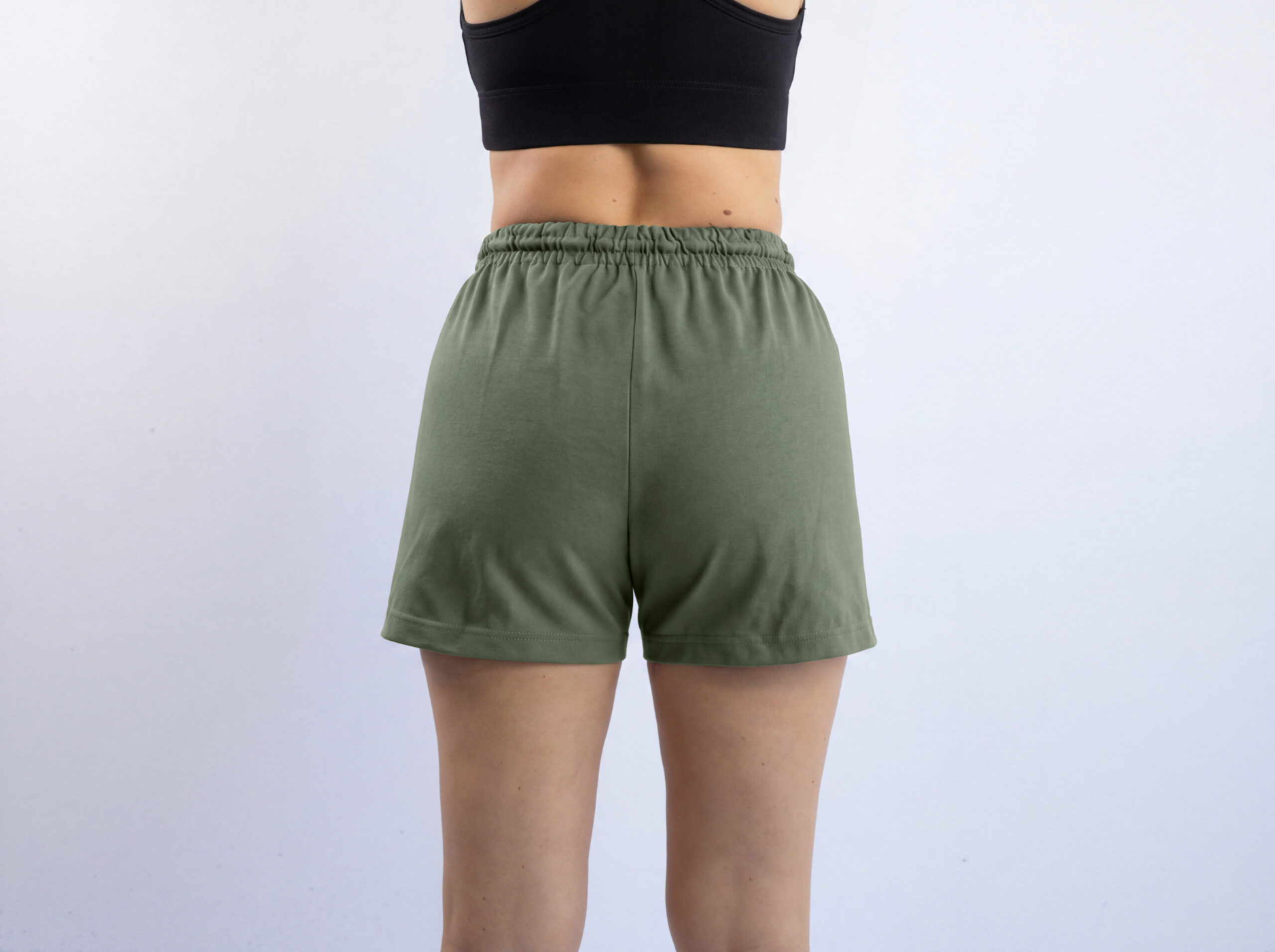 Short Femme - Uni A - Kaki / Blanc – Image 4