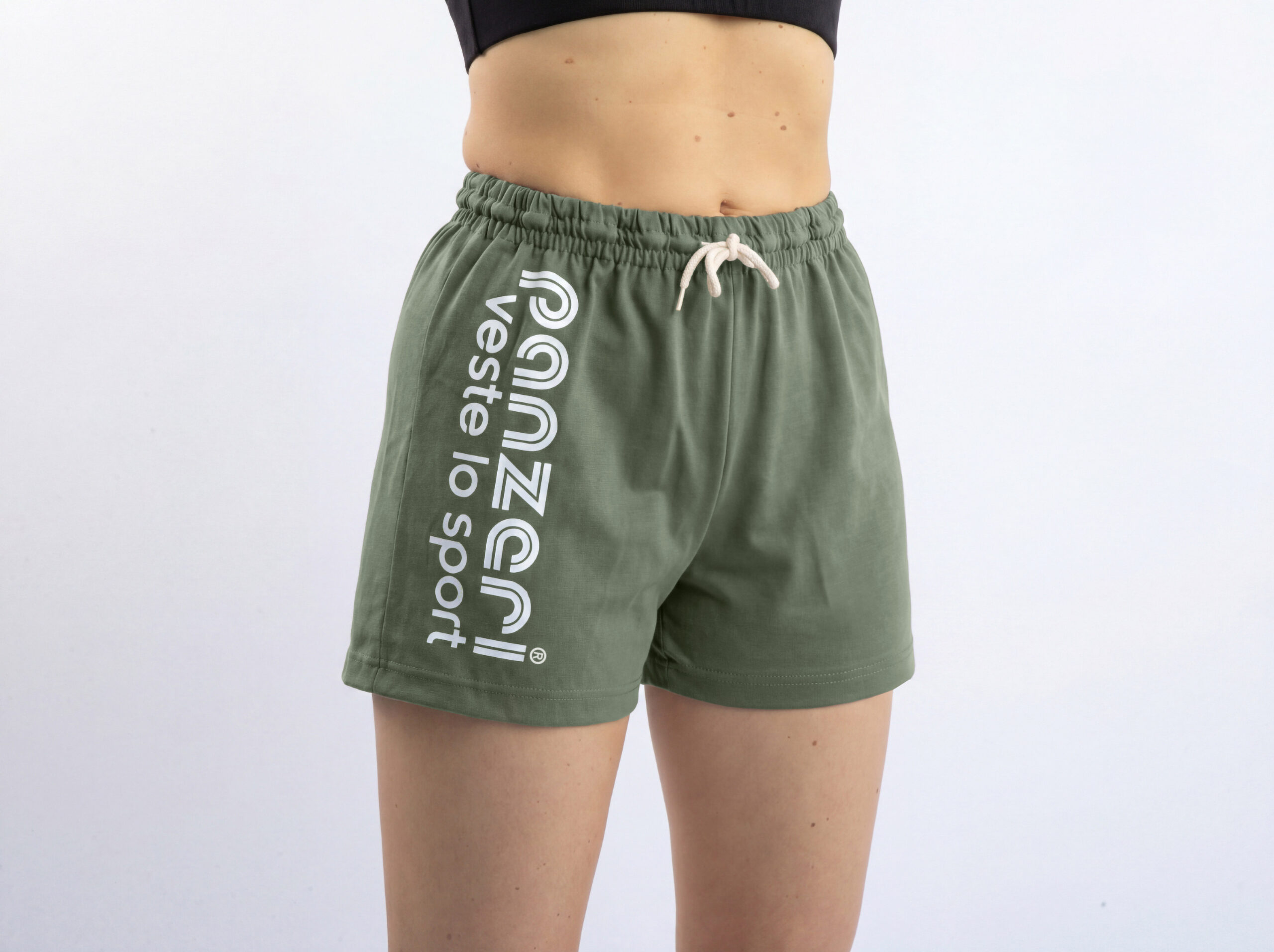 Short Femme - Uni A - Kaki / Blanc