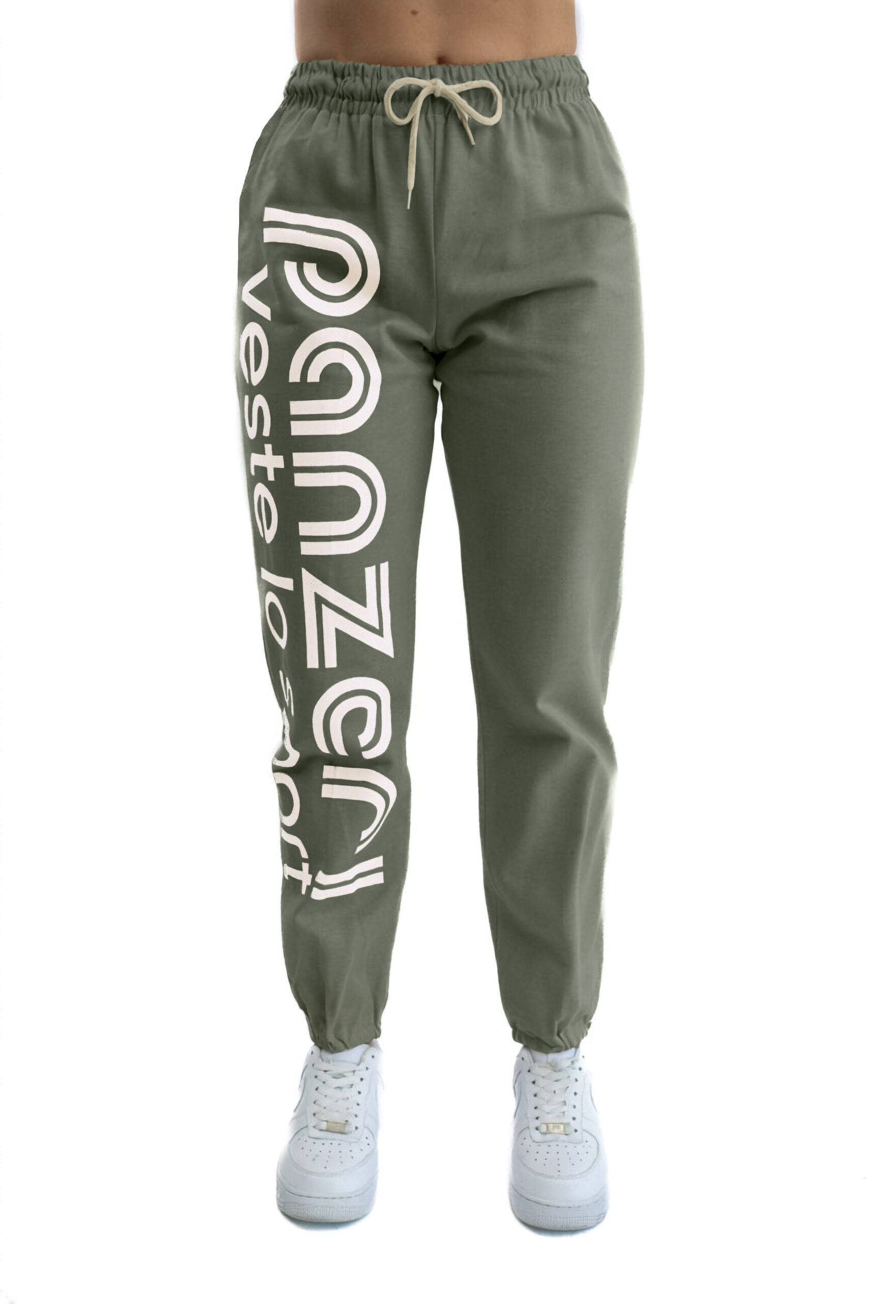 Jogging Femme - Uni H - Kaki / Blanc – Image 2