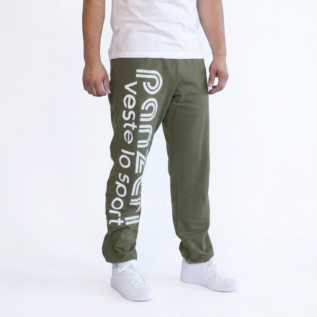 Jogging Homme - Uni H - Kaki / Blanc